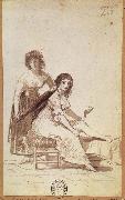 Francisco Goya Maid combing a  Young Woman-s Hair oil